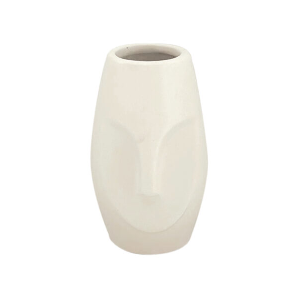 Vase ceramic visage mini blanc L8 P8 H13,3cm - 016150-1